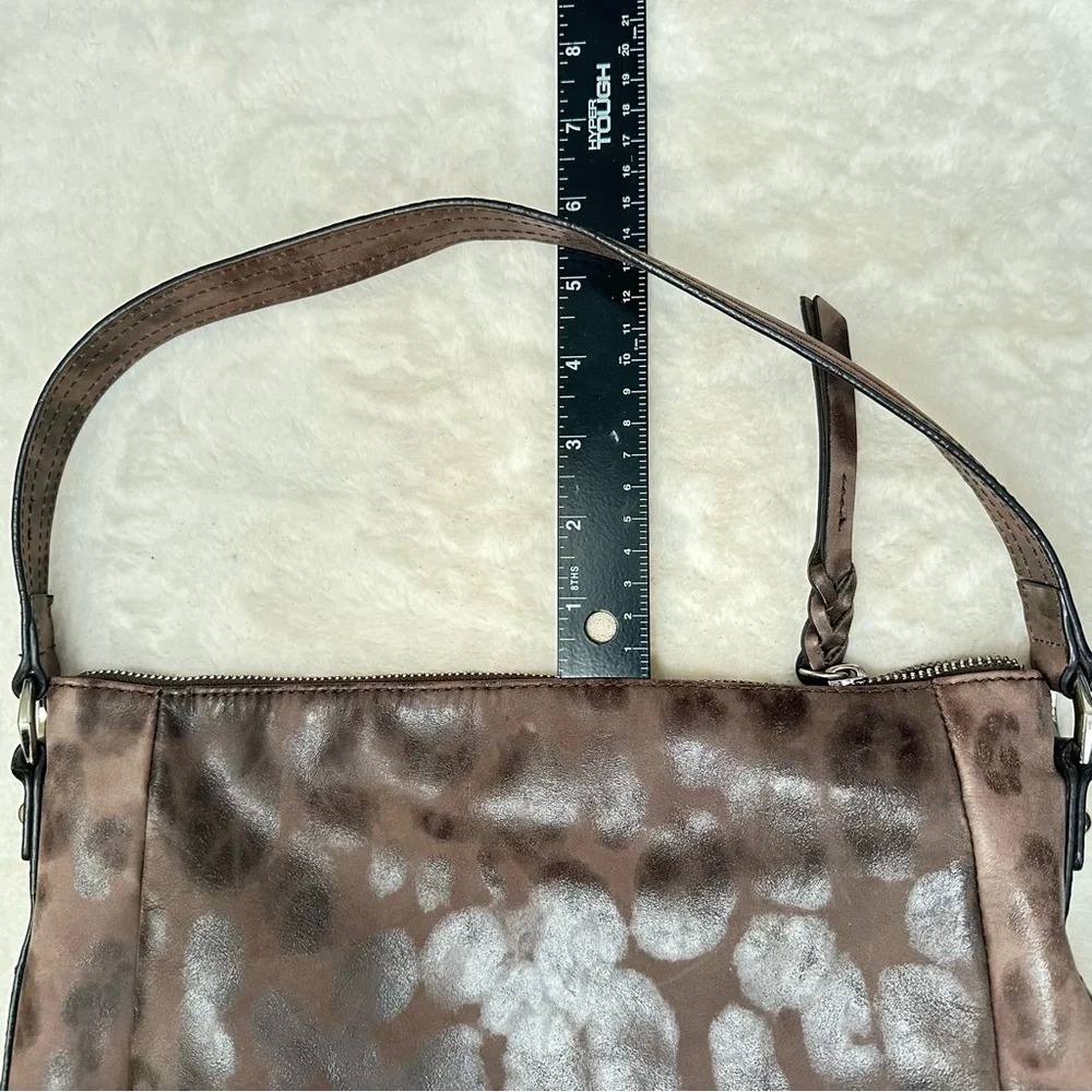 B Makowsky Leather Animal Print Hobo Bag Purse